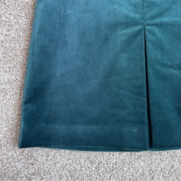 J.Crew Re-Imagined Emerald Green Cotton Stretch Velvet Mini Skirt Size 0 Zip - Picture 2 of 8